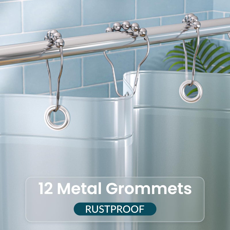 Titanker Plastic Shower Curtain Liner 72 x 72 Frosted Shower Liner Waterproof Lightweight Cute Shower Curtains for Bathroom with Magnets and Rustproof Grommets - Image 4